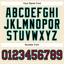 Load image into Gallery viewer, Custom Cream Crimson Black-Aqua Mesh Authentic Throwback Baseball Jersey