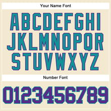 Load image into Gallery viewer, Custom Cream Purple-Teal Mesh Authentic Throwback Baseball Jersey