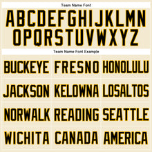 Load image into Gallery viewer, Custom Cream Black-Gold Mesh Authentic Throwback Baseball Jersey