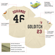 Load image into Gallery viewer, Custom Cream Black-Crimson Mesh Authentic Throwback Baseball Jersey