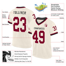 Load image into Gallery viewer, Custom Cream Maroon-Black Mesh Authentic Throwback Football Jersey