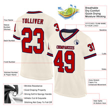Load image into Gallery viewer, Custom Cream Red-Navy Mesh Authentic Throwback Football Jersey