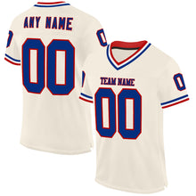 Load image into Gallery viewer, Custom Cream Royal Red-White Mesh Authentic Throwback Football Jersey