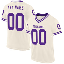 Load image into Gallery viewer, Custom Cream Purple-White Mesh Authentic Throwback Football Jersey