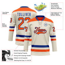 Load image into Gallery viewer, Custom Cream Orange-Royal Hockey Lace Neck Jersey