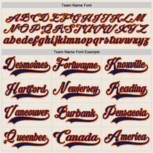 Load image into Gallery viewer, Custom Cream Navy-Orange Hockey Lace Neck Jersey