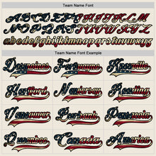 Load image into Gallery viewer, Custom Cream Vintage USA Flag Black-Maroon Hockey Lace Neck Jersey