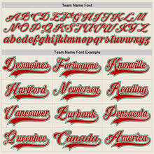 Load image into Gallery viewer, Custom Cream Red-Kelly Green Hockey Lace Neck Jersey