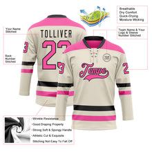 Load image into Gallery viewer, Custom Cream Pink-Black Hockey Lace Neck Jersey