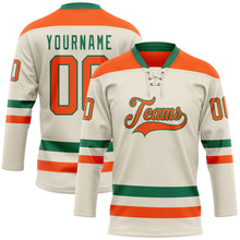 Load image into Gallery viewer, Custom Cream Orange-Kelly Green Hockey Lace Neck Jersey