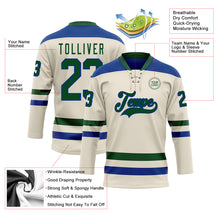 Load image into Gallery viewer, Custom Cream Green-Royal Hockey Lace Neck Jersey