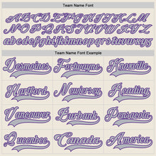 Load image into Gallery viewer, Custom Cream Gray-Purple Hockey Lace Neck Jersey