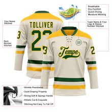 Load image into Gallery viewer, Custom Cream Green-Gold Hockey Lace Neck Jersey