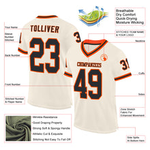 Load image into Gallery viewer, Custom Cream Black-Orange Mesh Authentic Throwback Football Jersey