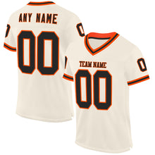 Load image into Gallery viewer, Custom Cream Black-Orange Mesh Authentic Throwback Football Jersey