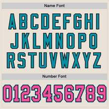 Load image into Gallery viewer, Custom Cream Pink Black-Teal Mesh Authentic Throwback Football Jersey