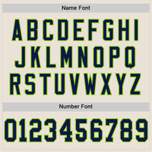 Load image into Gallery viewer, Custom Cream Navy-Neon Green Mesh Authentic Throwback Football Jersey