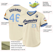 Load image into Gallery viewer, Custom Cream Light Blue-Navy Authentic Throwback Baseball Jersey