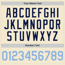 Load image into Gallery viewer, Custom Cream Light Blue-Navy Authentic Throwback Baseball Jersey