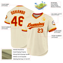 Load image into Gallery viewer, Custom Cream Red-Gold Authentic Throwback Baseball Jersey