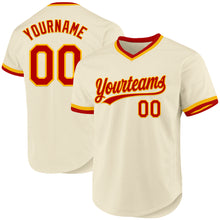 Load image into Gallery viewer, Custom Cream Red-Gold Authentic Throwback Baseball Jersey