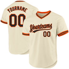 Load image into Gallery viewer, Custom Cream Black-Orange Authentic Throwback Baseball Jersey