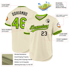 Load image into Gallery viewer, Custom Cream Neon Green-Black Authentic Throwback Baseball Jersey