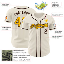 Load image into Gallery viewer, Custom Cream Gold-Brown Authentic Baseball Jersey