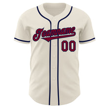 Load image into Gallery viewer, Custom Cream Maroon-Navy Authentic Baseball Jersey