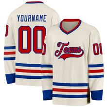 Load image into Gallery viewer, Custom Cream Red-Royal Hockey Jersey