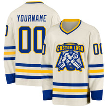 Load image into Gallery viewer, Custom Cream Royal-Gold Hockey Jersey