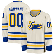 Load image into Gallery viewer, Custom Cream Royal-Gold Hockey Jersey