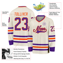 Load image into Gallery viewer, Custom Cream Purple-Orange Hockey Jersey
