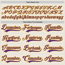 Load image into Gallery viewer, Custom Cream Purple-Gold Hockey Jersey