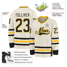 Load image into Gallery viewer, Custom Cream Black-Gold Hockey Jersey