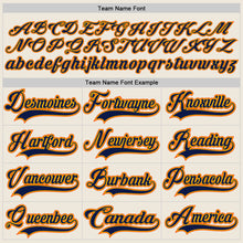 Load image into Gallery viewer, Custom Cream Navy Gold-Orange Hockey Jersey
