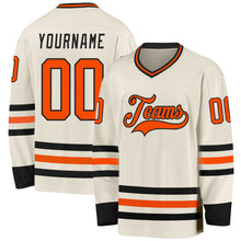Load image into Gallery viewer, Custom Cream Orange-Black Hockey Jersey