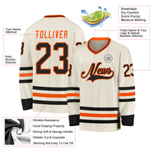 Load image into Gallery viewer, Custom Cream Black-Orange Hockey Jersey
