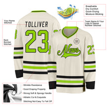 Load image into Gallery viewer, Custom Cream Neon Green-Black Hockey Jersey