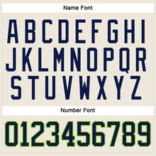 Load image into Gallery viewer, Custom Cream Navy-Neon Green Hockey Jersey