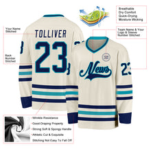 Load image into Gallery viewer, Custom Cream Navy-Teal Hockey Jersey