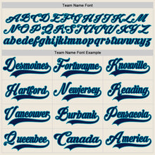 Load image into Gallery viewer, Custom Cream Navy-Teal Hockey Jersey