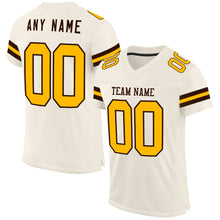 Load image into Gallery viewer, Custom Cream Gold-Brown Mesh Authentic Football Jersey