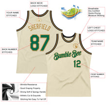 Load image into Gallery viewer, Custom Cream Kelly Green Old Gold-Black Authentic Throwback Basketball Jersey