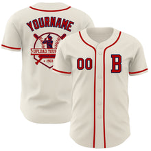 Load image into Gallery viewer, Custom Cream Red-Navy Authentic Baseball Jersey