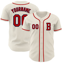 Load image into Gallery viewer, Custom Cream Red-Navy Authentic Baseball Jersey