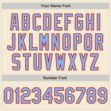 Load image into Gallery viewer, Custom Cream Light Blue-Red Authentic Baseball Jersey