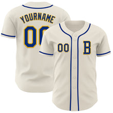 Load image into Gallery viewer, Custom Cream Royal-Gold Authentic Baseball Jersey