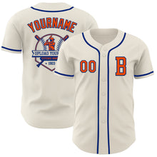 Load image into Gallery viewer, Custom Cream Orange-Royal Authentic Baseball Jersey