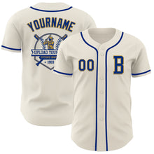 Load image into Gallery viewer, Custom Cream Royal-Old Gold Authentic Baseball Jersey